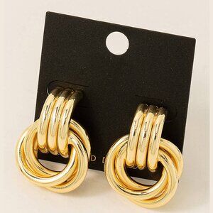 Gold Dipped Interlinked Hoop Drop Earrings